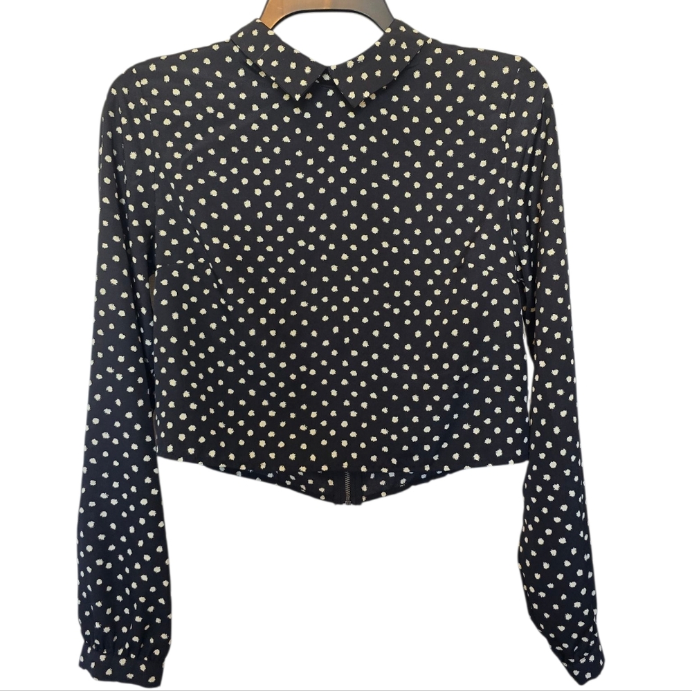3/$15 Coincidence & Chance Polka Dot Cropped Blouse Size Small